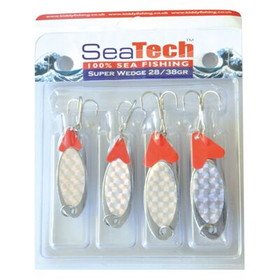 Seatech Super Wedge 28/38 Gram Silver Superflash Weight Sea Fishing - 4 Pack