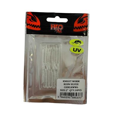 HTO Drop shot Rig Lures - Knight Worm Reon Silver 2" 10pcs