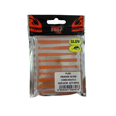 HTO Drop shot Rig Lures - Flail Orange Glow 6cm 8pcs