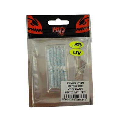 HTO Drop shot Rig Lures - Knight Worm Switch Blue  2" 10pcs
