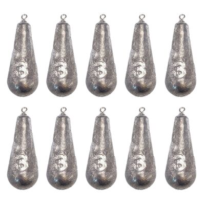 BZS SEA Fishing Weights Pear Lead With Swivel Style Pack of 10 - 3oz - 85.04g
