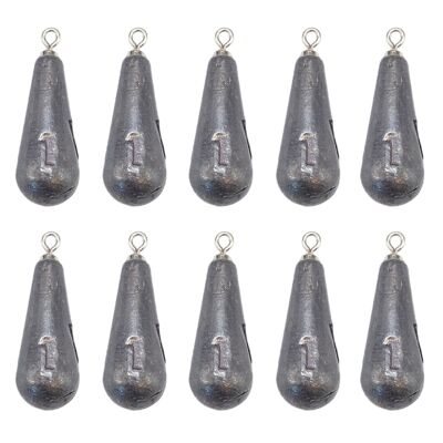 BZS SEA Fishing Weights Pear Lead With Swivel Style Pack of 10 - 1oz - 28.3g