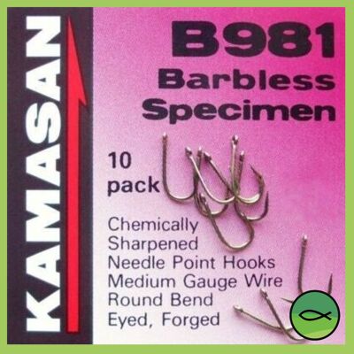 Kamasan Specimen B981 Barbless Hooks Size 16