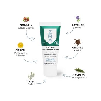Crème Anti-Imperfections 40ml BIO (hydrate, purifie, régule) pour peaux grasses et/ou acnéiques 4