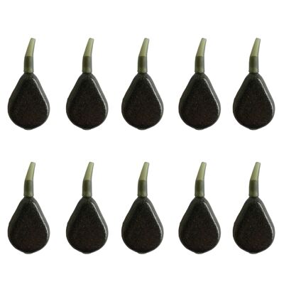 BZS Carp Fishing Weights Inline Weights Flat Pear Smooth available in 1oz 1.5oz 2oz 2.5oz 3oz 4oz 5oz 6oz(Pack of 10) - 2.5oz