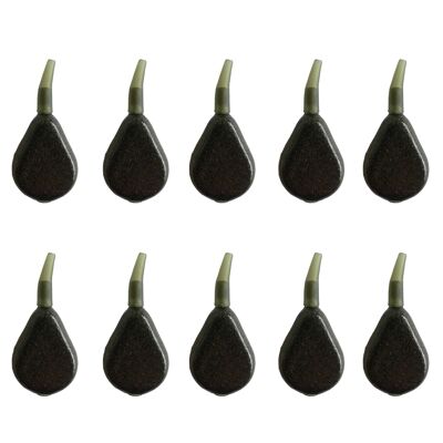 BZS Carp Fishing Weights Inline Weights Flat Pear Smooth available in 1oz 1.5oz 2oz 2.5oz 3oz 4oz 5oz 6oz(Pack of 10) - 6oz