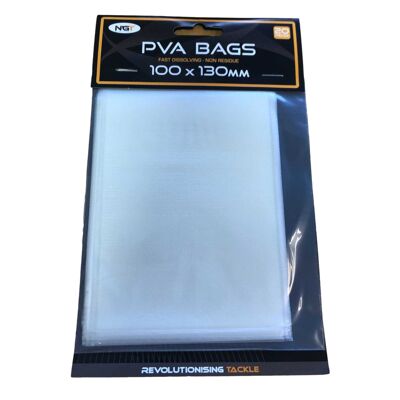NGT PVA Fast Dissolving Carp Bags Non Residue All Types Sizes for Fishing - 100 x 130mm