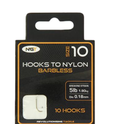 Ngt barbless hooks to nylon - 10