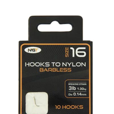 Ngt barbless hooks to nylon - 16