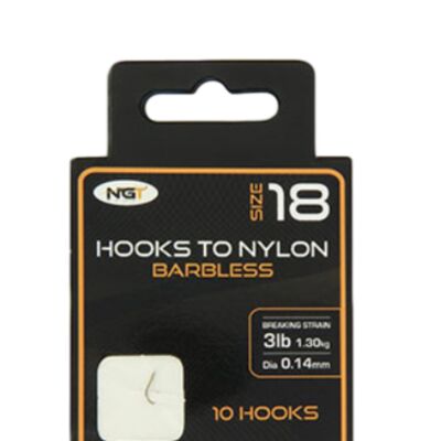 Ngt barbless hooks to nylon - 18