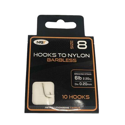 Ngt barbless hooks to nylon - 8