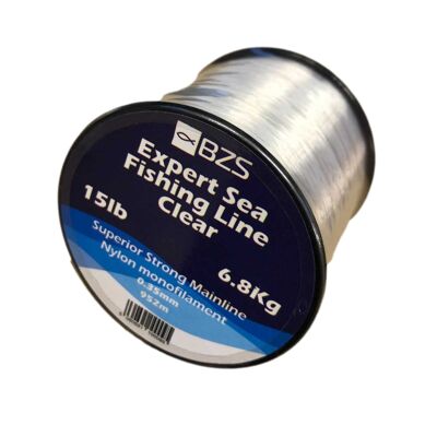 BZS Expert Sea Fishing Line Clear Monofilament Spools 4lb 5lb 6lb 8lb 10lb 12lb 15lb 20lb 25lb 30lb 40lb 50lb 60lb - 0.35mm / 6.8Kg / 15lbs / 952m