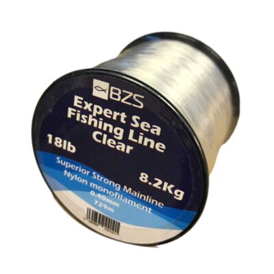 BZS Expert Sea Fishing Line Clear Monofilament Spools 4lb 5lb 6lb 8lb 10lb 12lb 15lb 20lb 25lb 30lb 40lb 50lb 60lb - 0.40mm / 8.2Kg / 18lbs / 729m