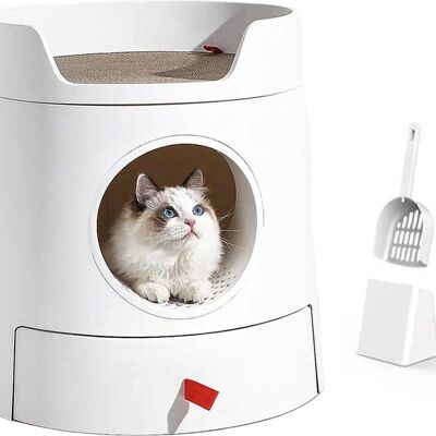 Design-Katzentoilette mit Schublade – inklusive Kratzbrett