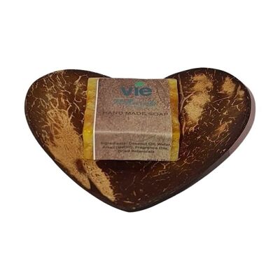 Vie Naturals Coconut Heart Soap Dish with Handmade Soap