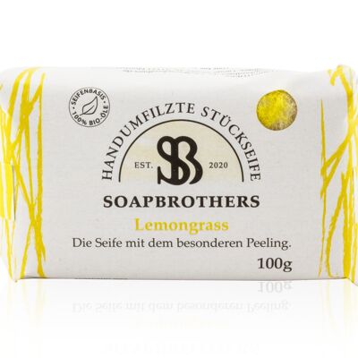Idea regalo - sapone biologico cosmetico naturale con rivestimento in feltro - fino a 4 volte più produttivo dei saponi convenzionali in confezione sostenibile - citronella 100 g