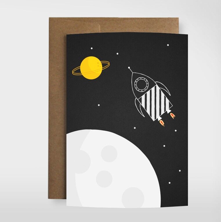 Tarjeta de felicitación "cohete espacial"