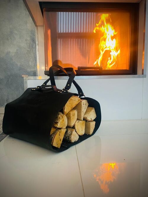 Leather firewood carrier