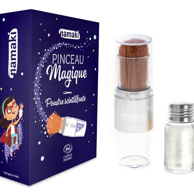 Pennello magico e polvere glitter argento