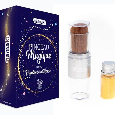 Pennello magico e polvere glitterata dorata