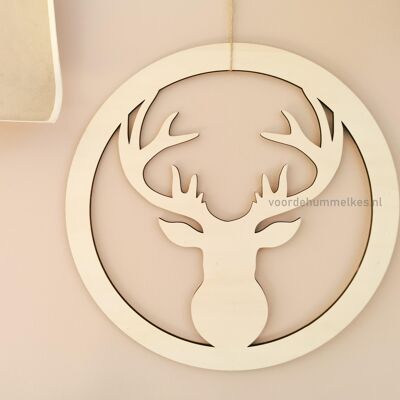 Wooden circle with deer