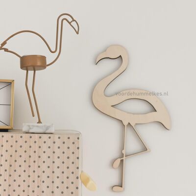 Houten flamingo