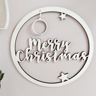 Houten cirkel "Merry Christmas"