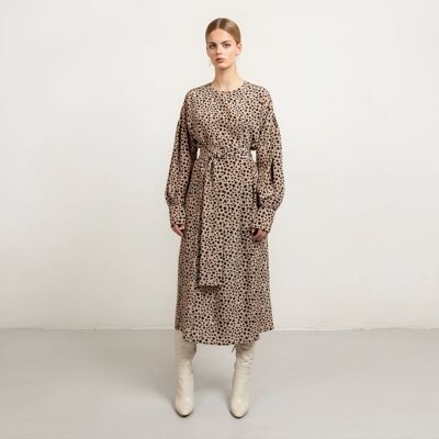 Sunday silk midi dress with Dot print