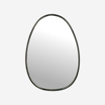 Miroir ovale en métal noir 73 cm