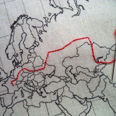 Map of the WORLD to embroider throughout the journey