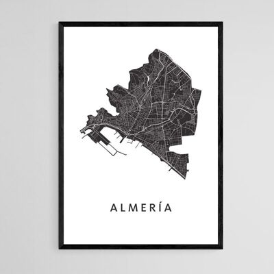 Almería Stadtplan - B2 - Gerahmtes Poster