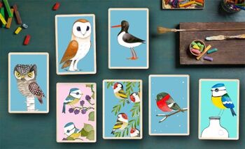 Carte postale en bois SEINS BLEU SUR MÛRES Bird Card 3