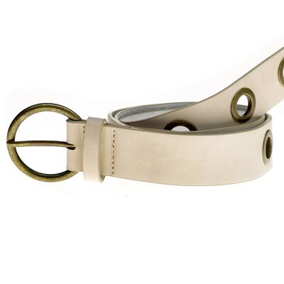 Elvy Fashion - Eyelets Belt Women 35745 - Ecru Gold - Size 85