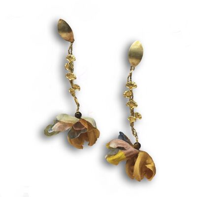 FLP7 handmade earrings in Flourist printed silk