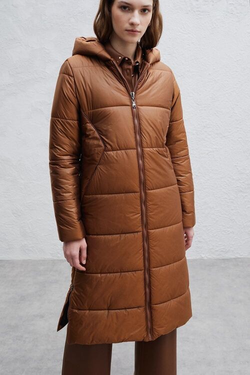 Lars Fitted Puffer Coat Copper