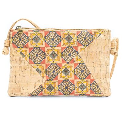 Crossbody bag with asymmetrical mosaic pattern