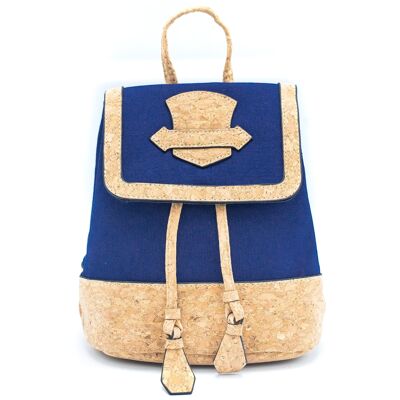 Navy cork and canvas backpack