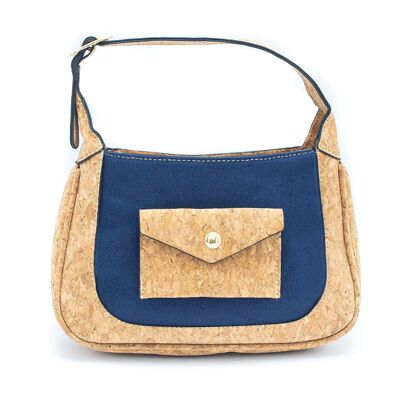 Navy blue handbag with cute cork pocket