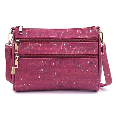 Crossbody bag in burgundy with silver trim