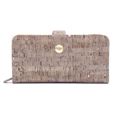 Women's purse in colored gray cork with silver sparkles