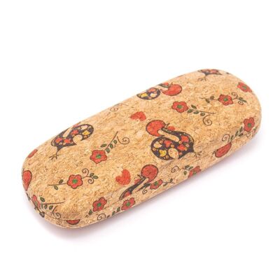 Spectacle case in natural cork with red flowers