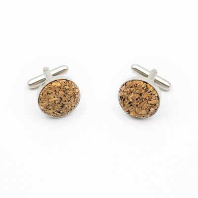 Cufflinks made from cork and steel - natural color