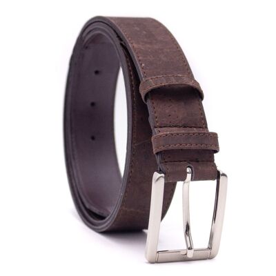 Dark brown vegan men's belt - width 3.5 cm