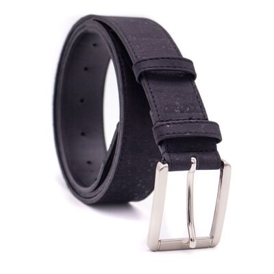 Black vegan men's belt - width 3.5 cm