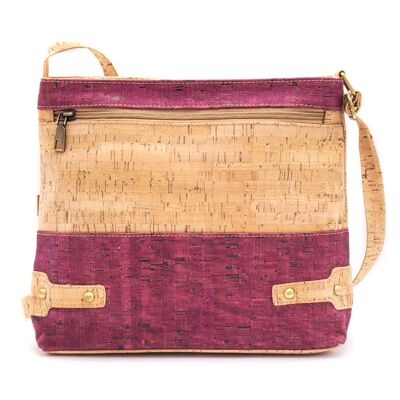 Pink Women's shoulder bag with rivets and colored cork details