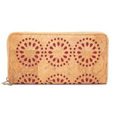 Natural-colored cork purse with laser-cut floral pattern - BAG-328-D-4
