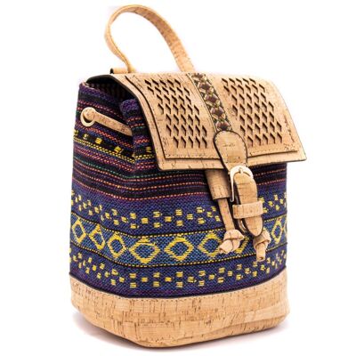 Cork backpack and patterned textile - OY-003