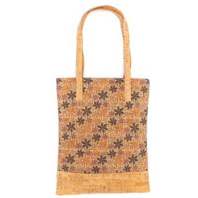 Tote bag bag / shopping net in cork with nature-inspired pattern - BAG-406-R