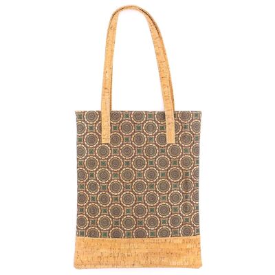 Tote bag bag / shopping net in cork with nature-inspired pattern - BAG-406-Q