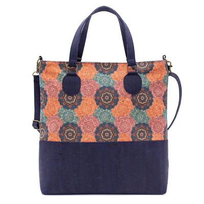 Handbag in natural cork with both shoulder strap and handle, choose between 5 beautiful prints - BAGP-010-E